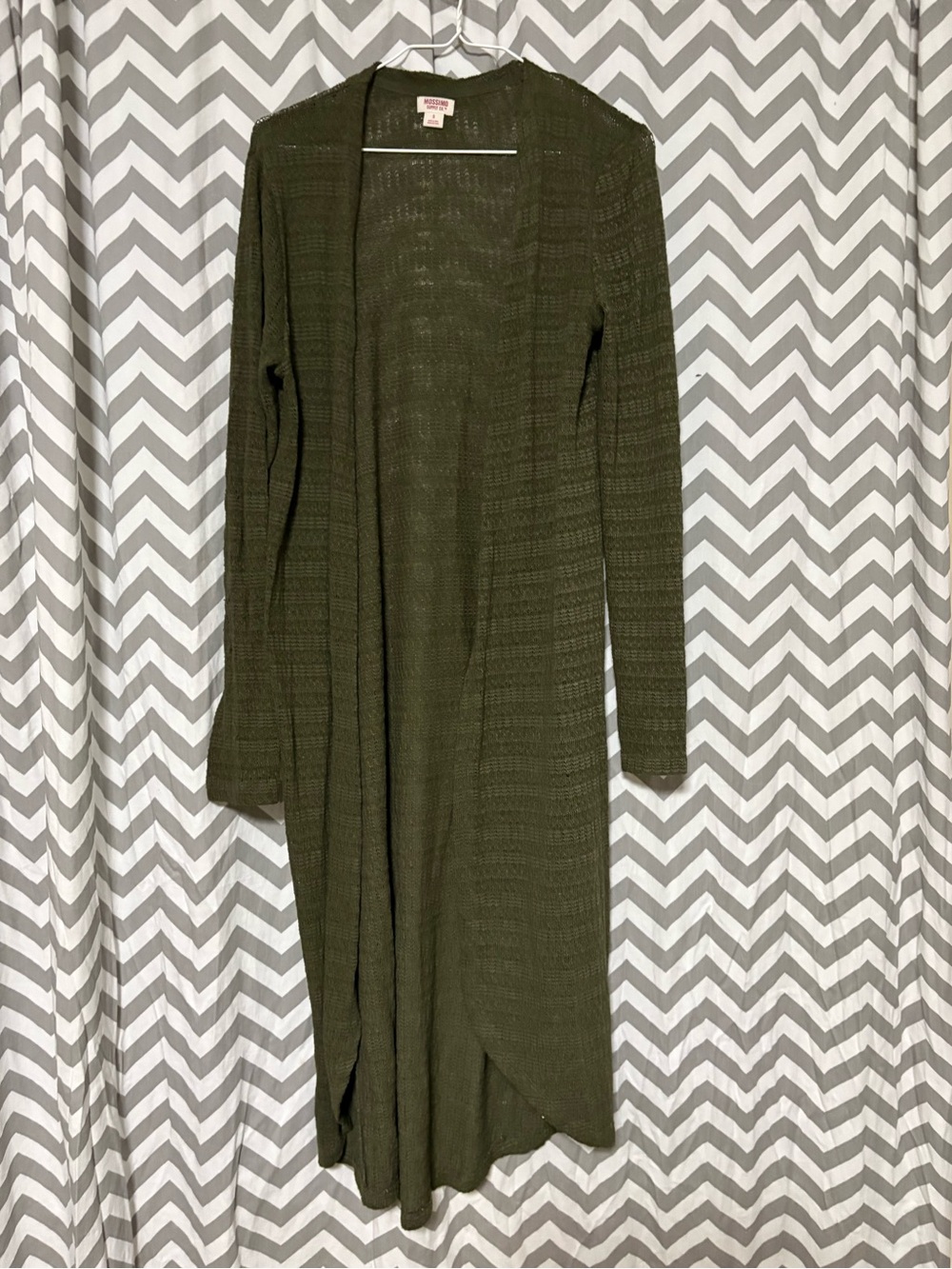 Olive Green Long Knit Cardigan